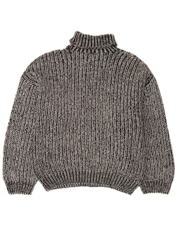 Maglione maglione vintage da uomo con collo alto XL grigio