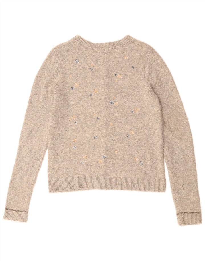 WHITE STUFF Maglione cardigan da donna con motivo astratto UK 10 piccolo grigio