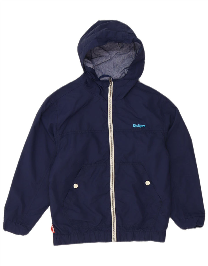 Giacca a vento con cappuccio Kickers per ragazzi 7-8 anni piccola in nylon blu navy