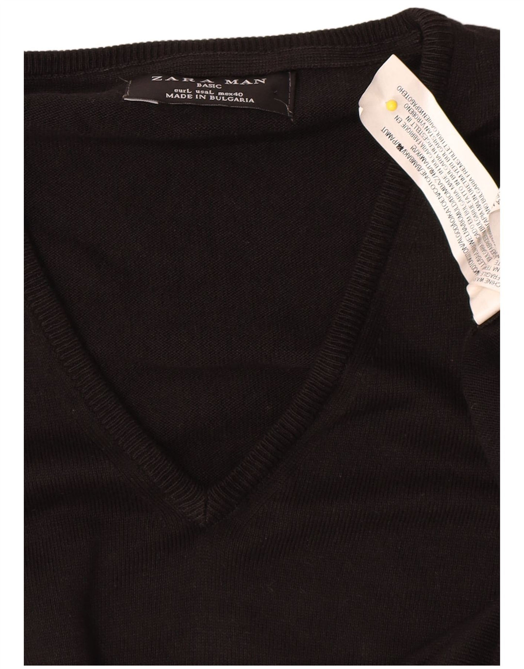 Maglione Zara da uomo con scollo a V grande in cotone nero