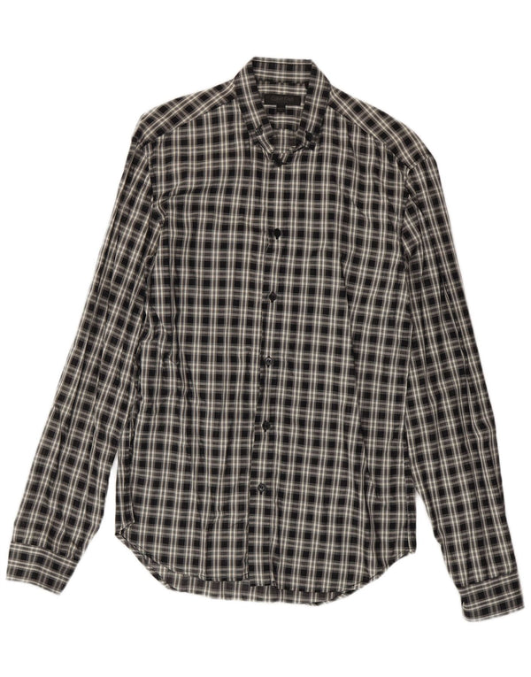Camicia da uomo Calvin Klein in cotone a quadri neri medio
