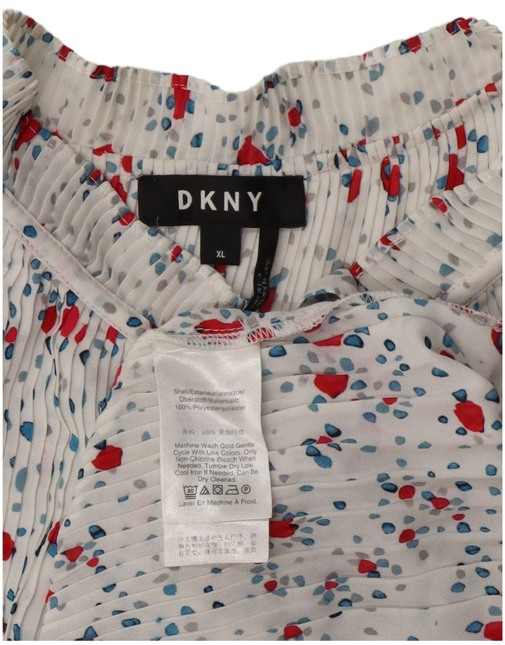 Dkny Camicetta da donna senza maniche con allacciatura sul davanti UK 18 XL Poliestere floreale bianco