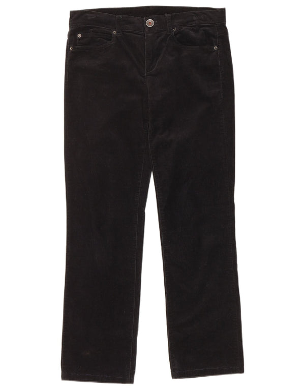 Pantaloni dritti da donna in velluto a coste Benetton IT 42 Medium W30 L28 Neri