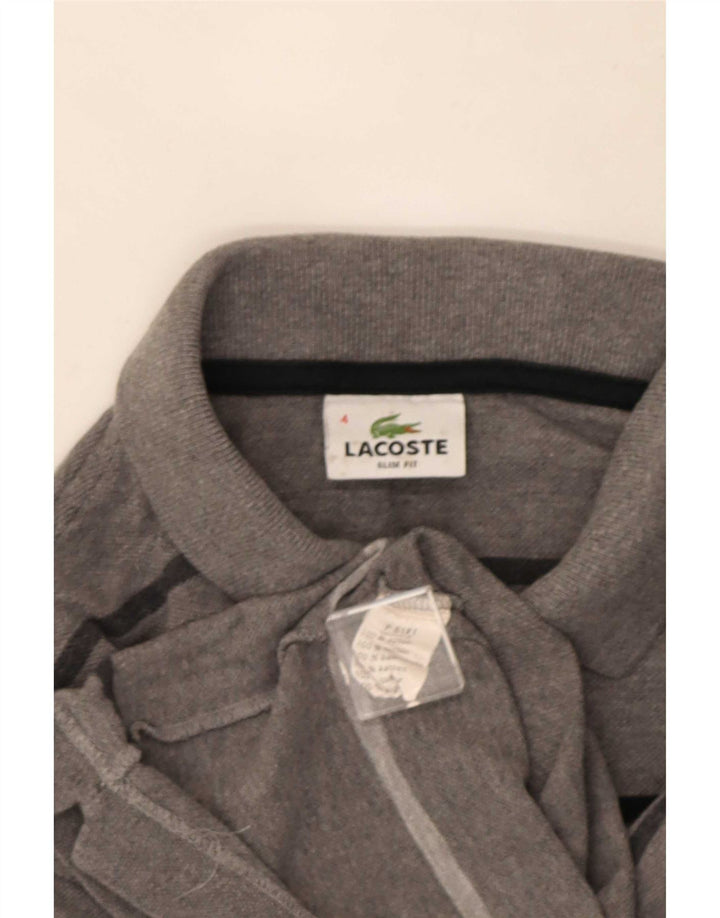 Polo Lacoste da uomo a maniche lunghe slim fit taglia 4 grigio medio a righe