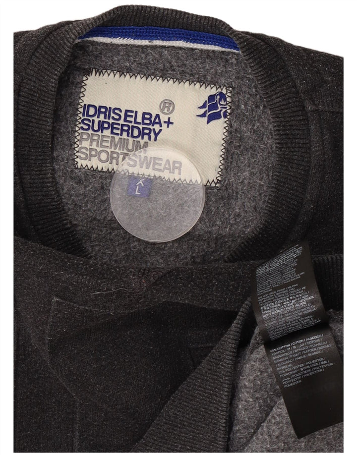 Felpa grafica da uomo Superdry Maglione grande cotone grigio