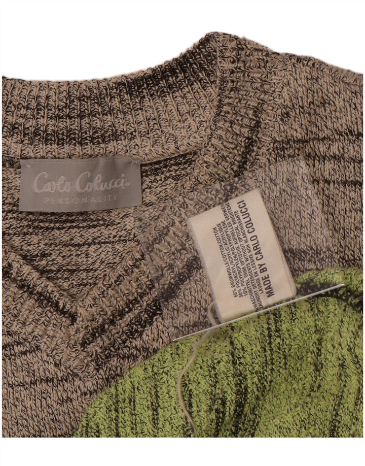 Carlo Colucci Maglione da Uomo con Scollo a V IT 52 Large Multicolore