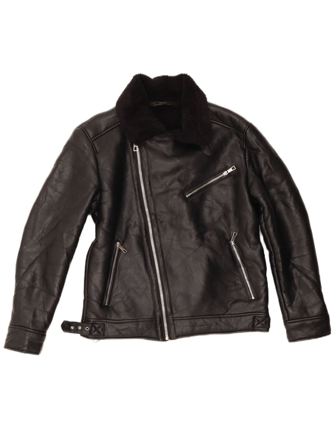 Giacca da motociclista Sherpa da donna Zara UK 14 poliestere nero medio