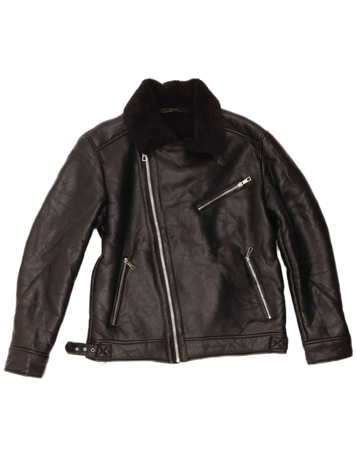 Giacca da motociclista Sherpa da donna Zara UK 14 poliestere nero medio