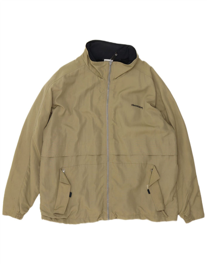 DIADORA Giacca antipioggia da uomo vestibilità ampia UK 38 Medium Khaki Poliammide