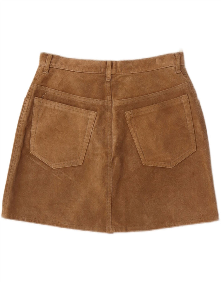 Minigonna da donna in pelle scamosciata Sisley IT 44 media W28 in pelle marrone