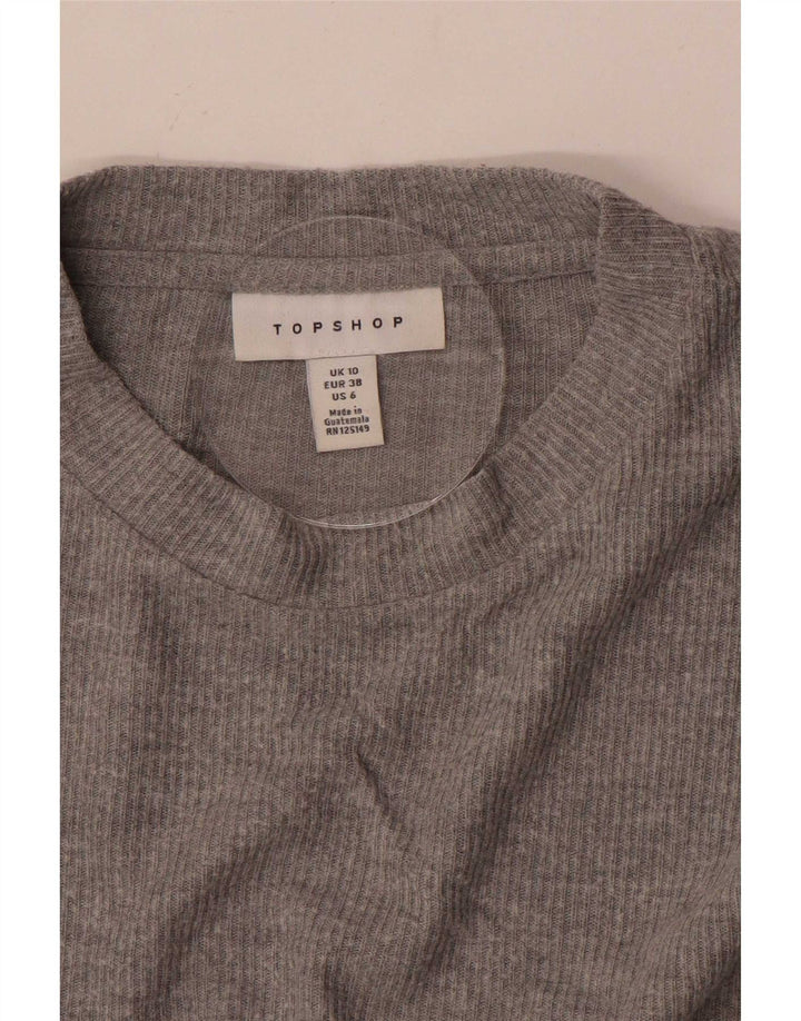 Topshop Top oversize da donna manica 3/4 UK 10 piccolo grigio