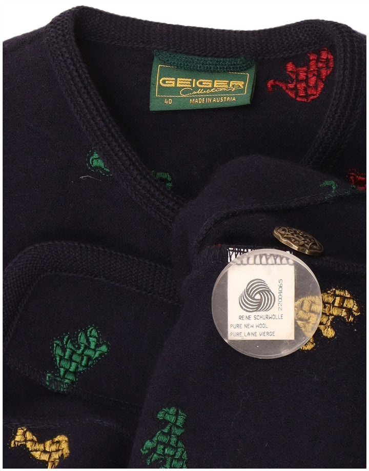 Giacca blazer da donna a 6 bottoni Geiger EU 40 media blu navy stampa animalier