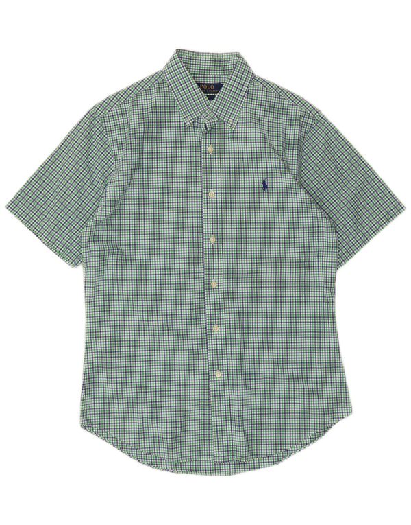 Polo Ralph Lauren Camicia slim fit a maniche corte da uomo a quadri verde medio