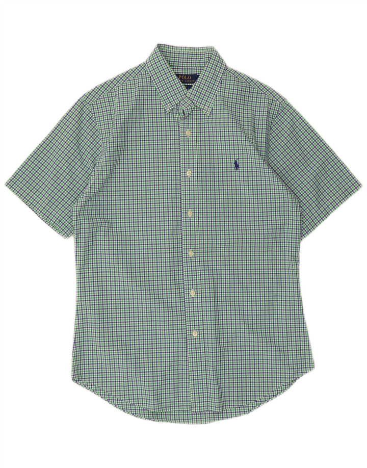 Polo Ralph Lauren Camicia slim fit a maniche corte da uomo a quadri verde medio