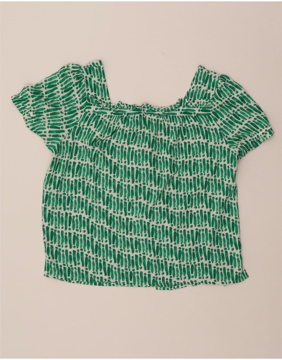 MONSOON Camicetta corta oversize da donna UK 16 Large Green Striped