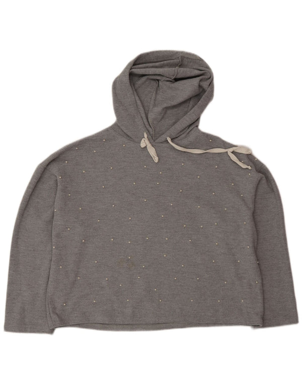 Top oversize con cappuccio da donna Zara a maniche lunghe UK 14 Grigio medio maculato