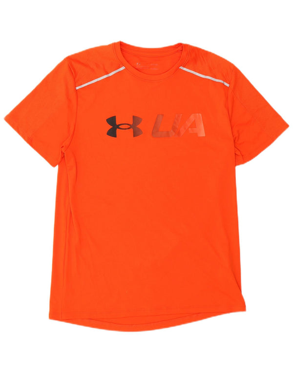 Maglietta grafica Under Armour da uomo Heat Gear Top in poliestere arancione medio