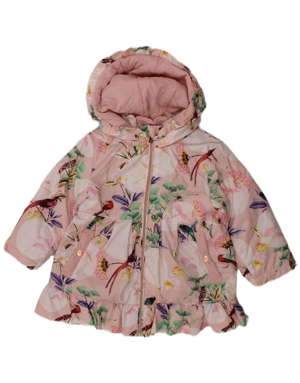 TED BAKER Baby Girls Hooded Padded Jacket 9-12 Months Pink Floral