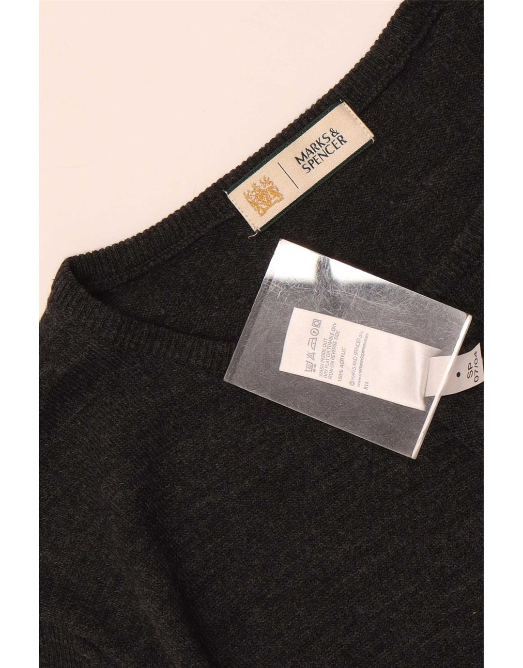 Maglione maglione girocollo da uomo Marks & Spencer grigio medio in acrilico