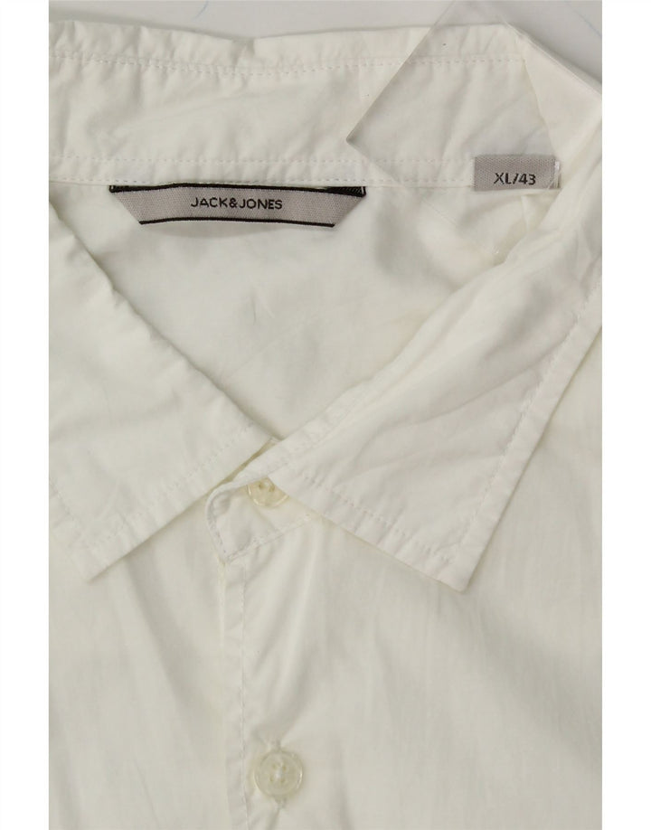 JACK & JONES Mens Short Sleeve Shirt XL White Colourblock Vintage Jack & Jones and Second-Hand Jack & Jones from Messina Hembry 