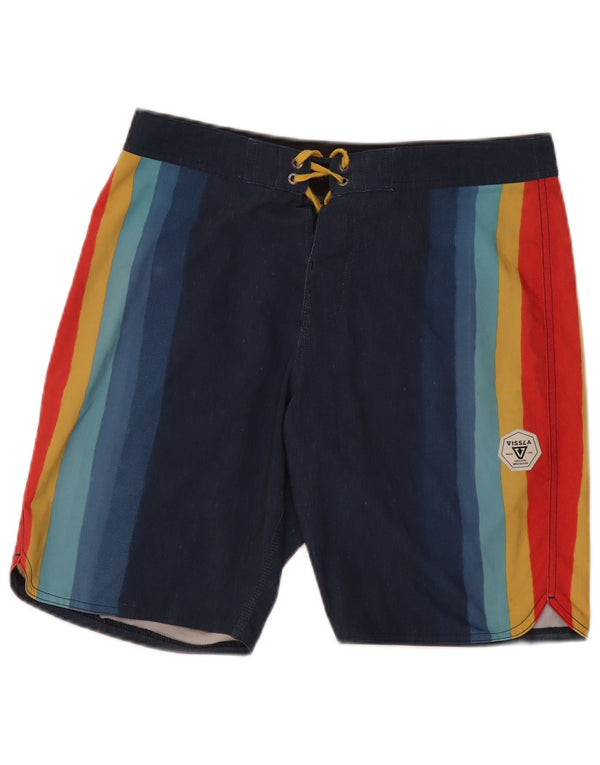 Pantaloncini da bagno da uomo Vissla, spiaggia di cotone a righe multicolori medi
