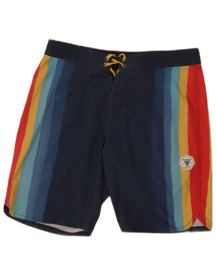Pantaloncini da bagno da uomo Vissla, spiaggia di cotone a righe multicolori medi