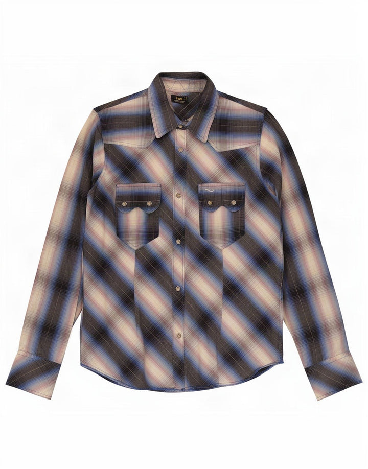 Lee Camicia da donna UK 14 Large Blue Plaid