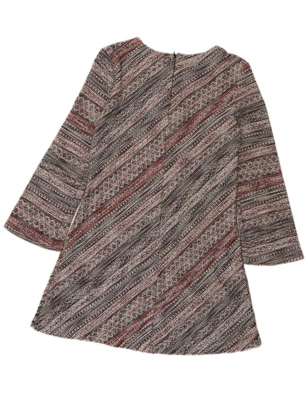 Abito a trapezio a maniche lunghe da donna Zara UK 12 a righe multicolori medie
