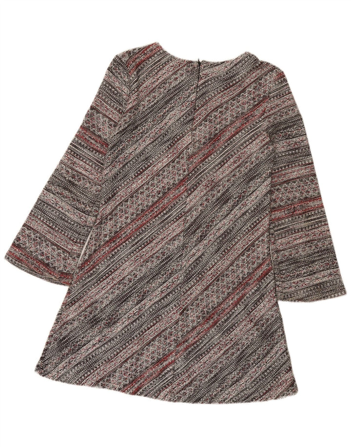Abito a trapezio a maniche lunghe da donna Zara UK 12 a righe multicolori medie