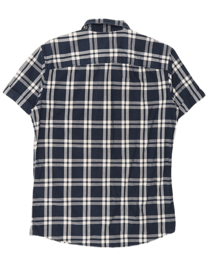 Camicia a maniche corte da uomo Jack & Jones in cotone a quadri blu navy medio