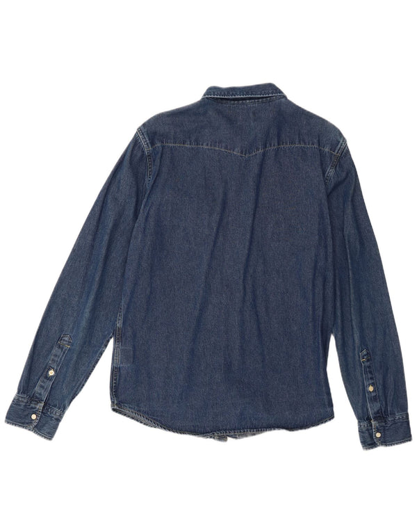 Camicia in denim da uomo Lee grande in cotone blu