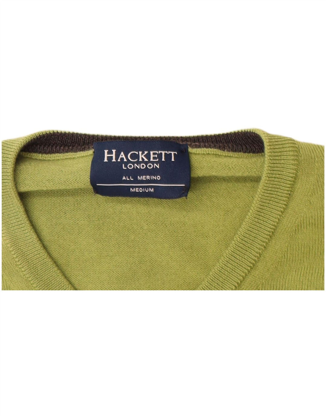 Maglione da uomo con scollo a V Hackett in lana merino verde medio
