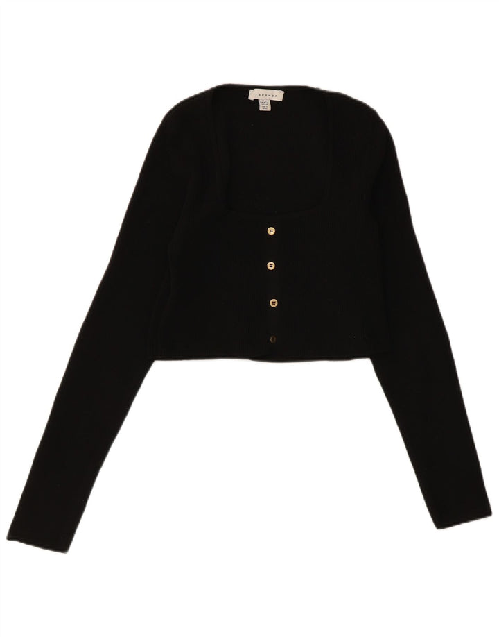 Maglione cardigan corto da donna Zara UK 12 poliestere nero medio