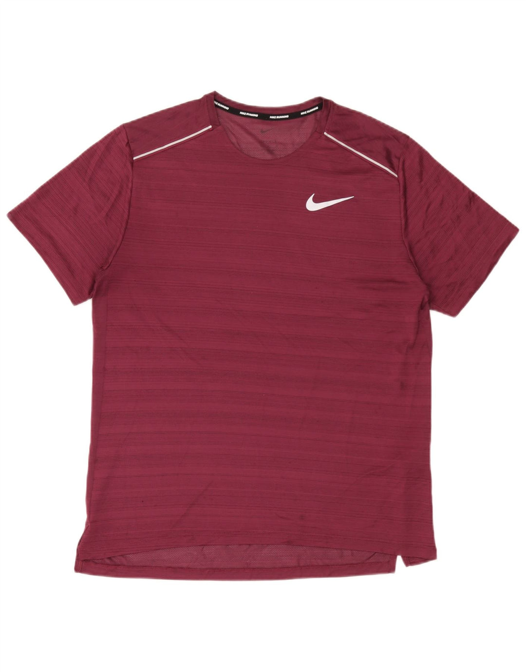 T-shirt Nike da uomo Dri Fit, top grande, in poliestere a righe bordeaux
