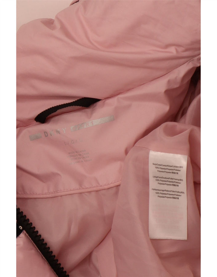 Giacca imbottita grafica da donna DKNY UK 16 poliestere a righe grandi rosa