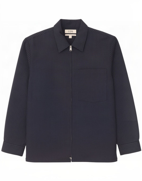 Giubbotto bomber rilassato da uomo Cos UK 38 medio in lana a quadretti blu navy