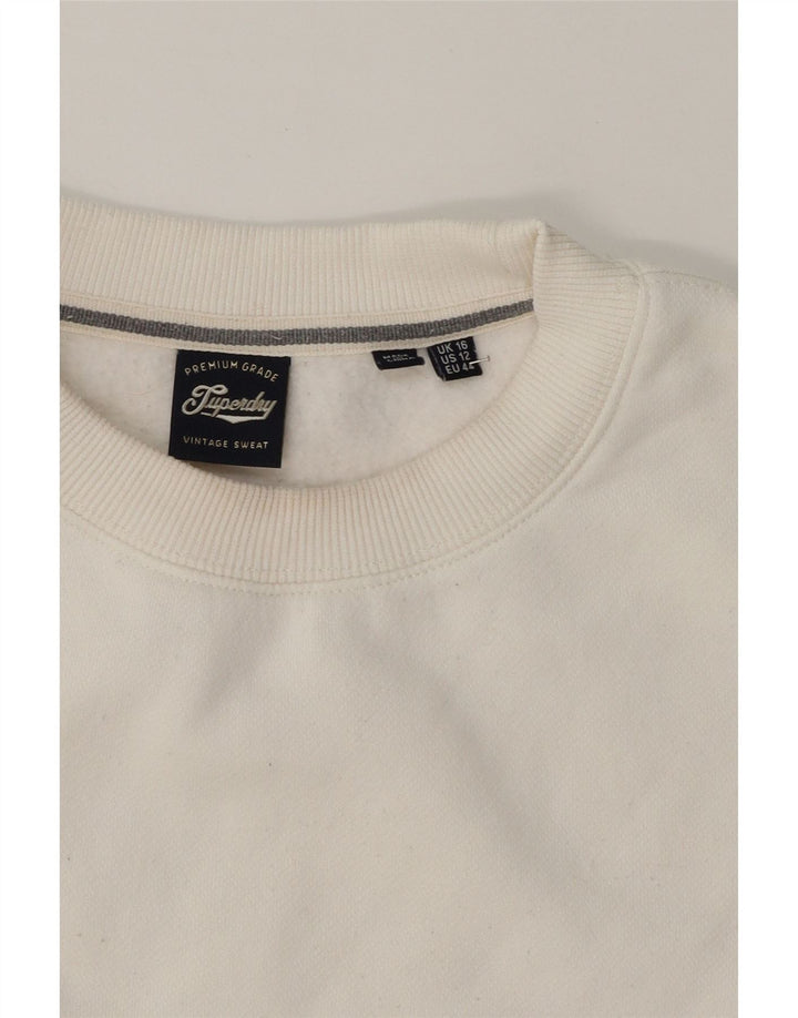 SUPERDRY Womens Oversized Sweatshirt Jumper UK 16 Large  White Cotton Vintage Superdry and Second-Hand Superdry from Messina Hembry 