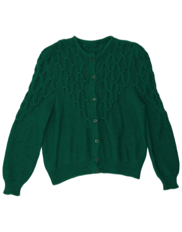 Maglione cardigan da donna vintage UK 16 grande verde