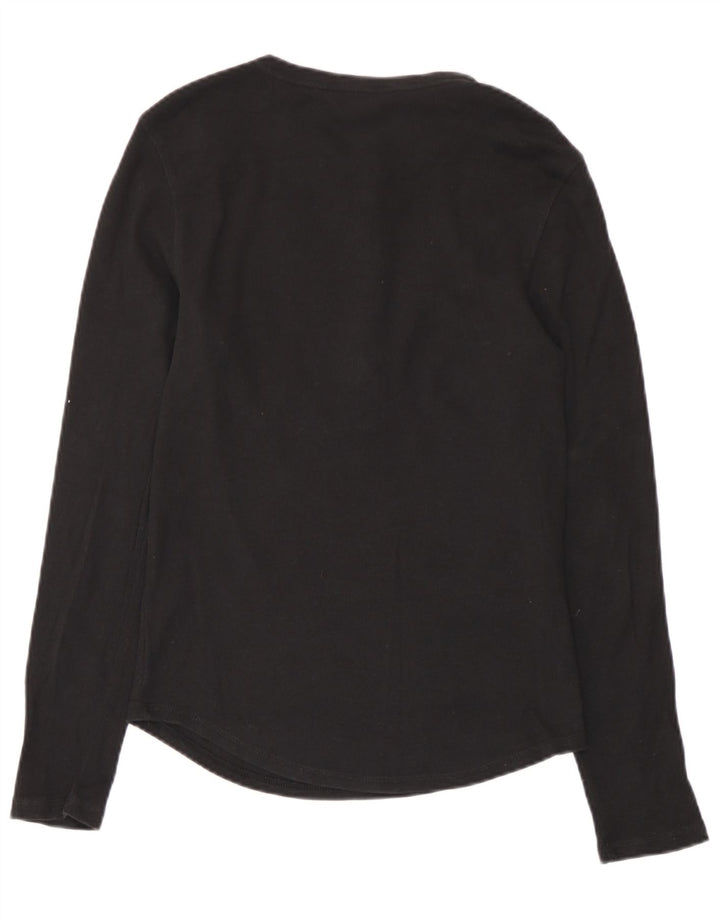 Marks & Spencer Top da donna manica lunga UK 10 piccolo cotone nero