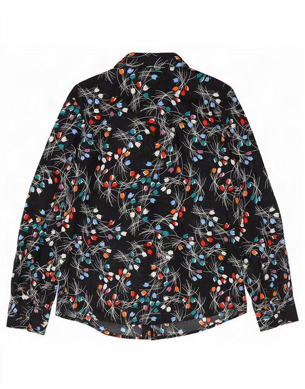 Camicia da donna Benetton UK 14 cotone floreale nero medio