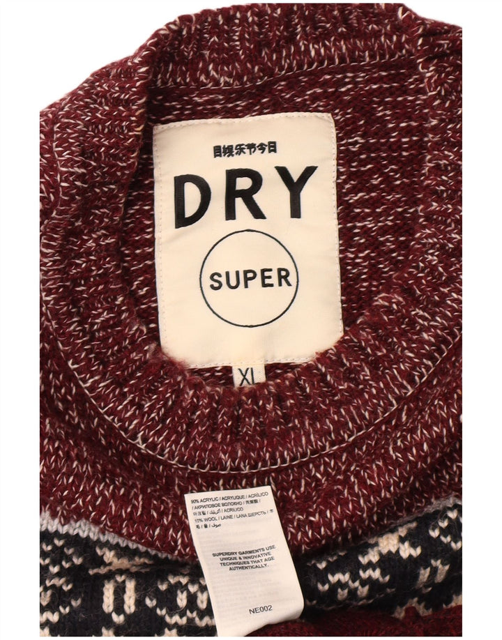 Maglione maglione girocollo da uomo SUPERDRY XL Borgogna Fair Isle Classico