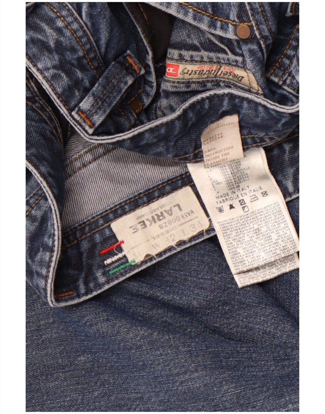 DIESEL Jeans dritti da uomo Larkee vestibilità regolare W32 L34 cotone blu
