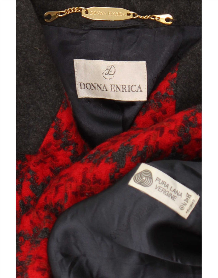 Donna Enrica Giacca blazer a 3 bottoni da donna UK 16 grande pied de poule rosso