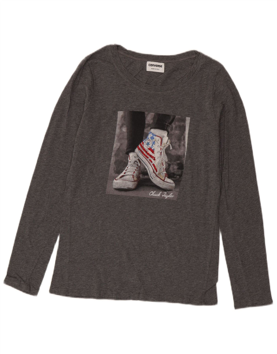 Converse Top da donna Chuck Taylor Graphic manica lunga UK 12 Grigio medio