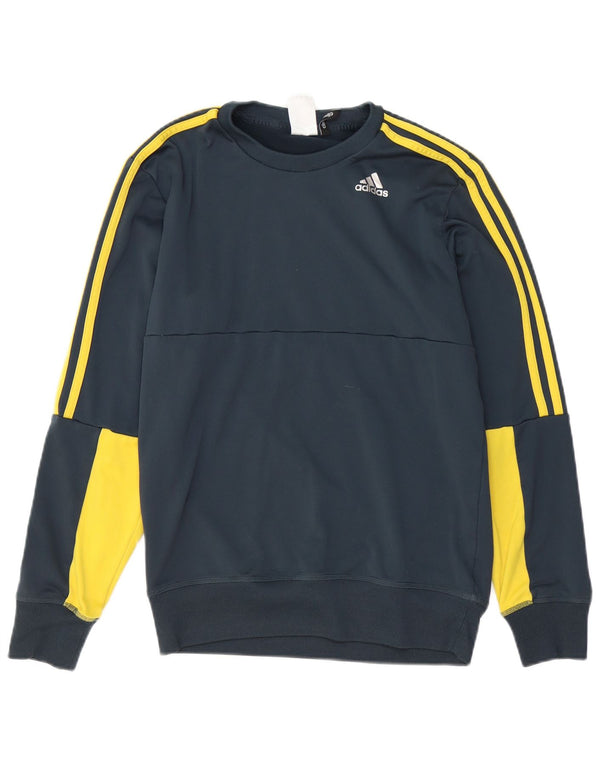 Felpa ADIDAS da uomo Climalite, maglione piccolo, poliestere color block verde
