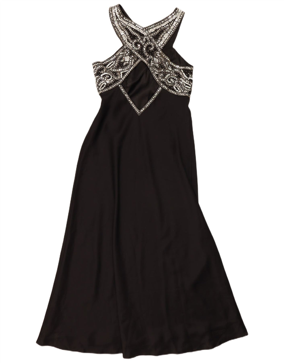 Abito vintage da donna alla caviglia UK 14 medio nero