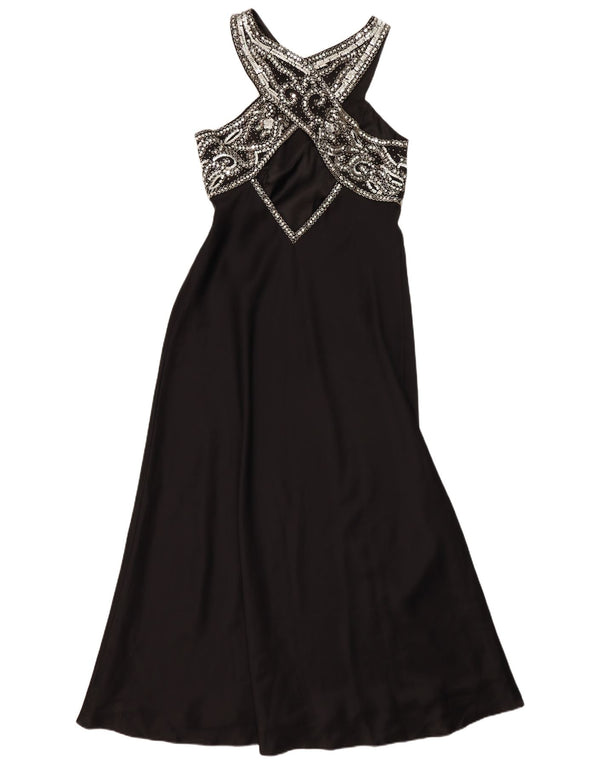 Abito vintage da donna alla caviglia UK 14 medio nero