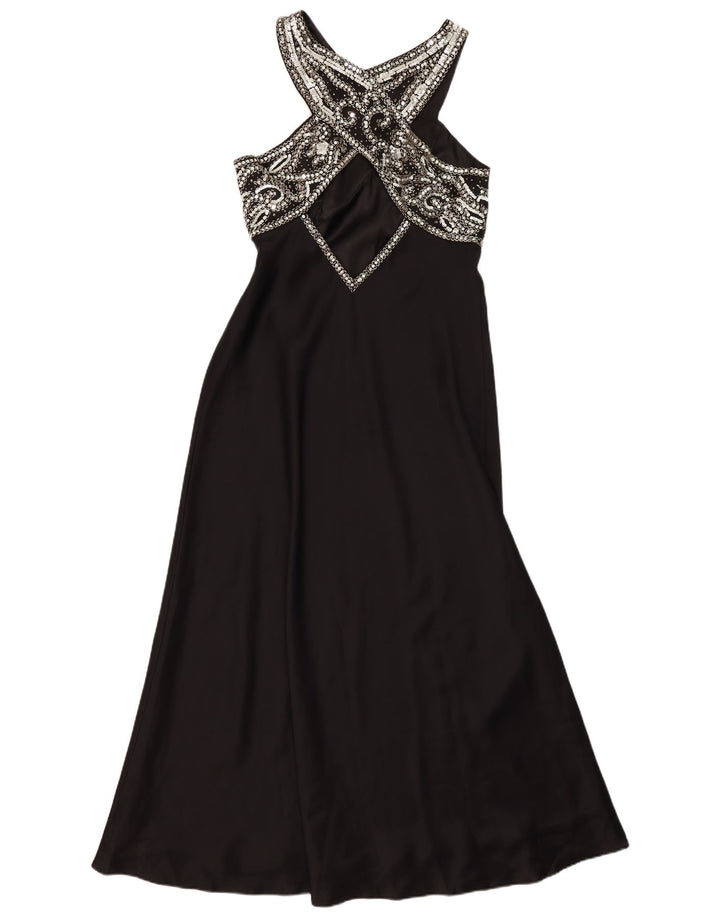 Abito vintage da donna alla caviglia UK 14 medio nero