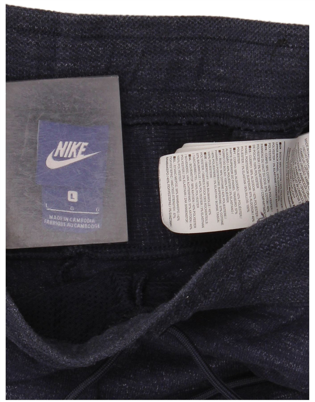 Pantaloni da tuta da uomo Nike Large in cotone screziato blu navy