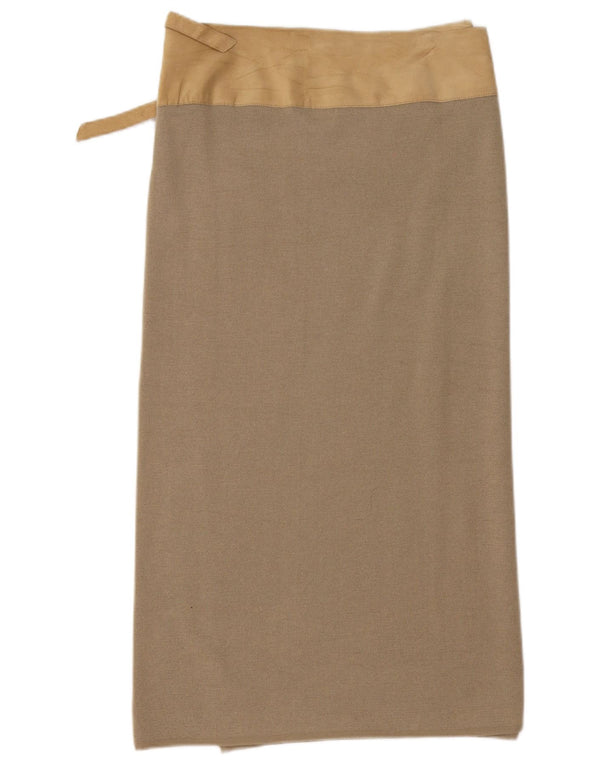 Gonna a portafoglio midi da donna Benetton grande W32 lana color block beige